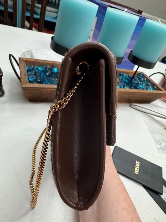 Versace Medusa '95 Leopard Wallet on gold chain 7" L x 1" W x 4" H. - Picture 4 of 14